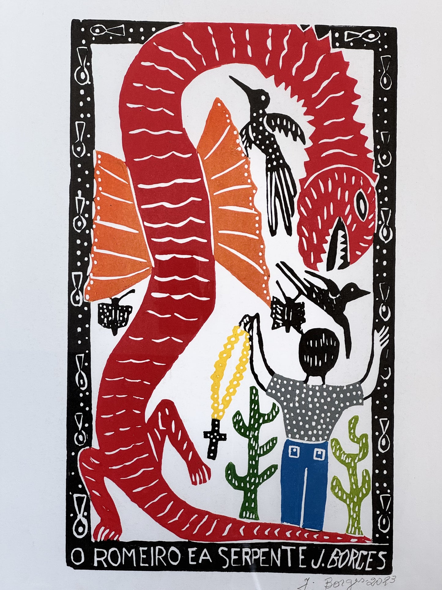 Xilografía J. Borges El peregrino y la serpiente