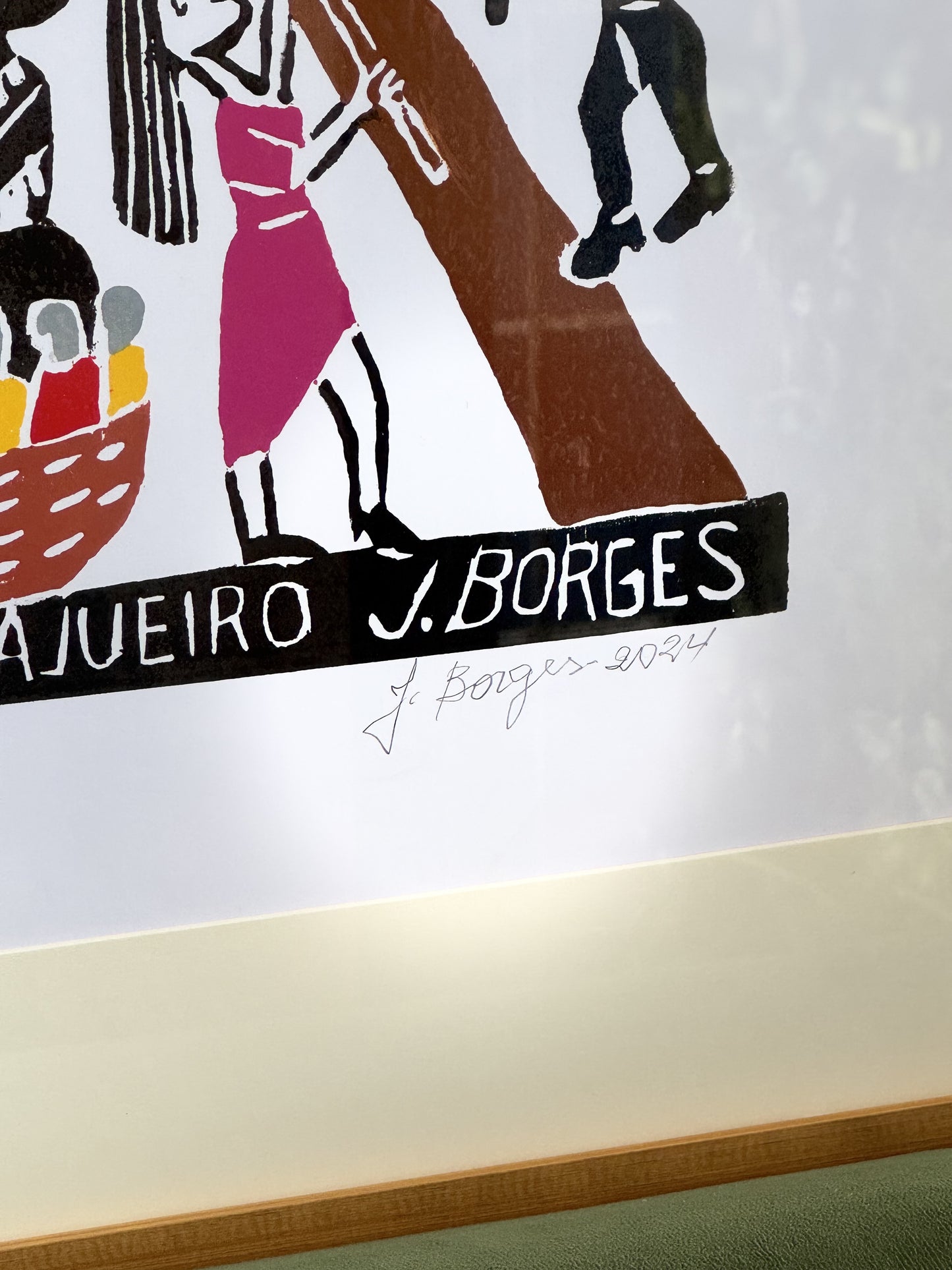 Xilografía J. Borges Niños en el árbol de anacardo