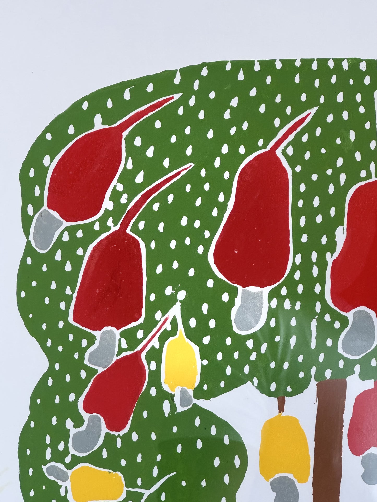 Xilografía J. Borges Niños en el árbol de anacardo