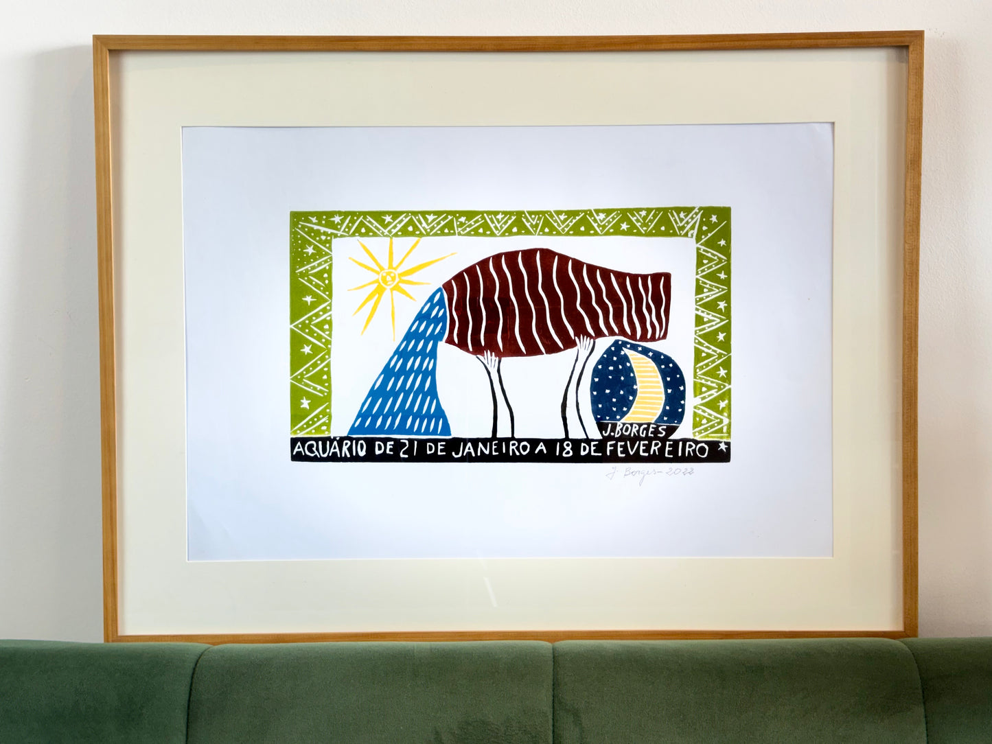 Grabado en madera J. Borges Acuario