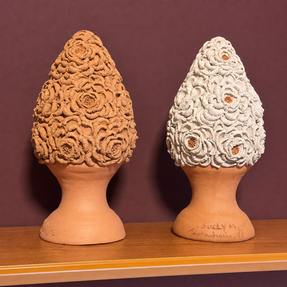 Pinha Terracota com Flores