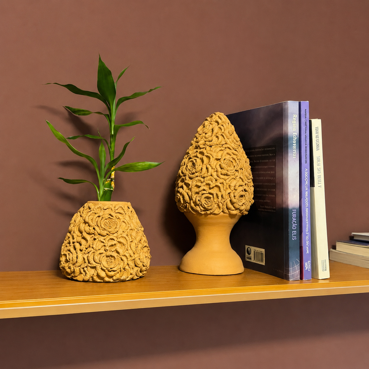 Pinha Terracota com Flores