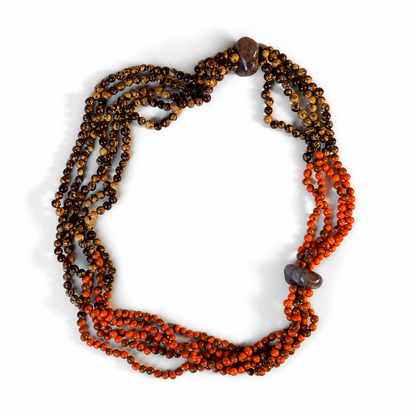 Colar Decorativo - Semente de Açaí e Quartzo Morango | 50 cm