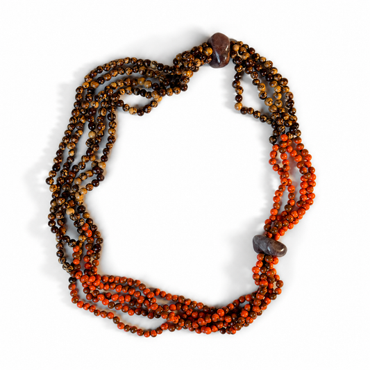 Colar Decorativo - Semente de Açaí e Quartzo Morango | 50 cm