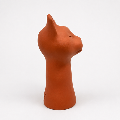 Vaso Felino Alongado Marrom