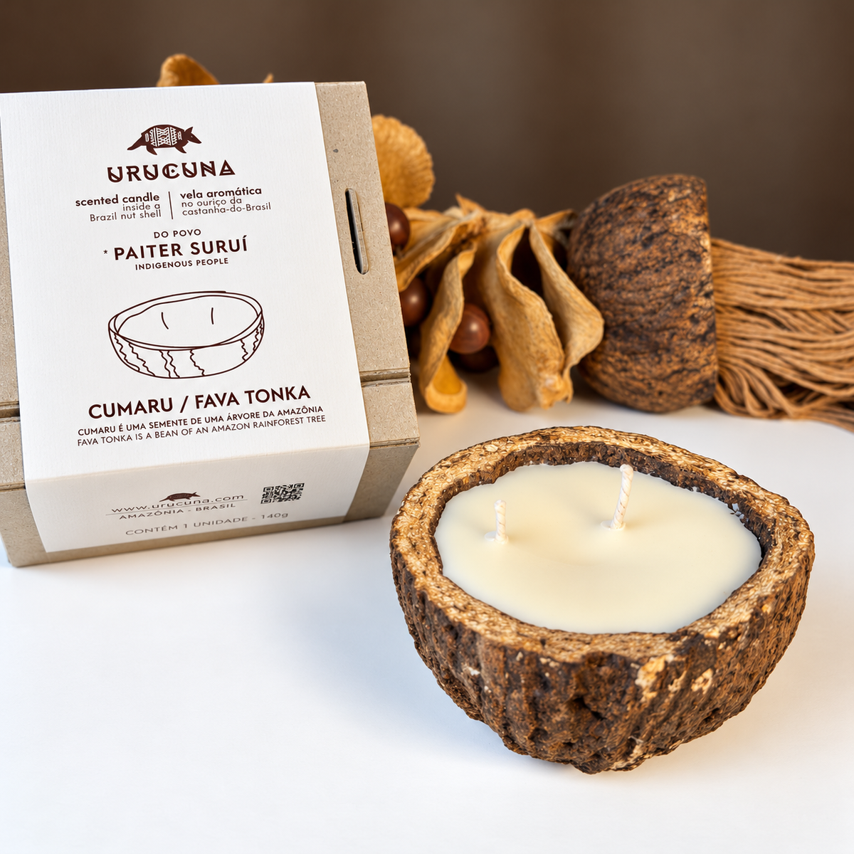 Vela Aromática de Cumaru em Ouriço de Castanha-do-Brasil 180 g