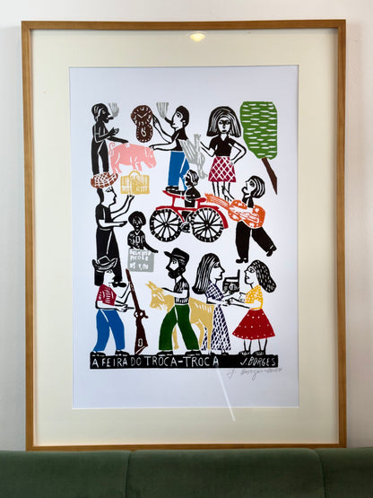 Xilogravura J. Borges A Feira do Troca-Troca – Inácia Store