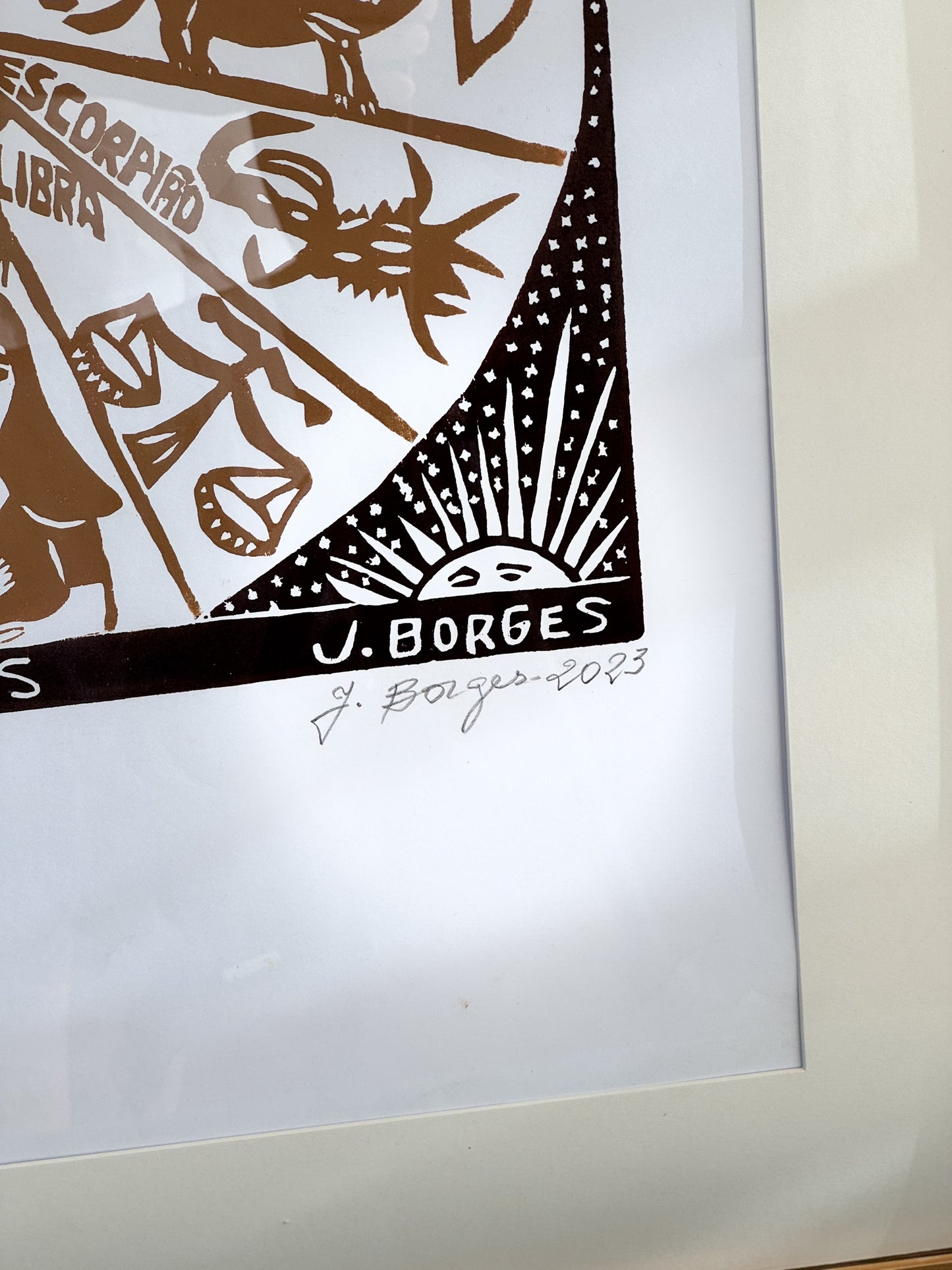 Xilografía J. Borges Estrellas y signos