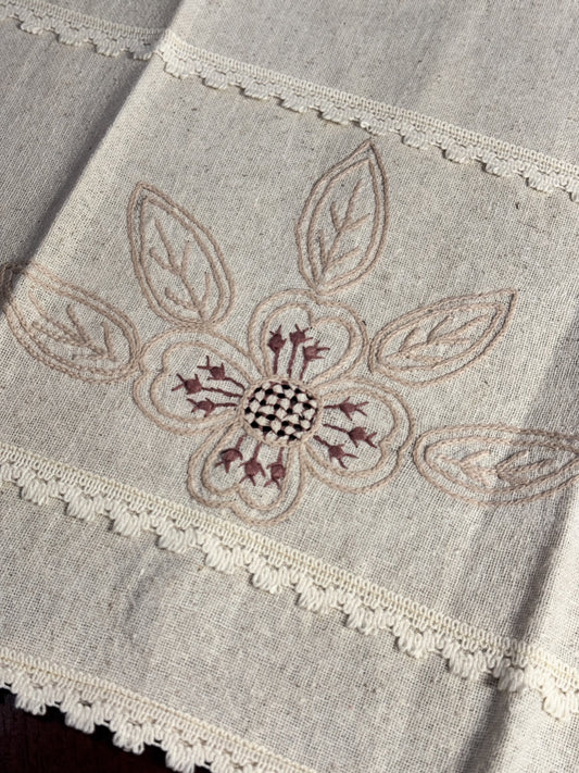 Passira Embroidered Raw Linen Face Towel