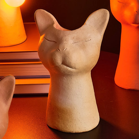 Vaso Felino Alongado Terracota Natural