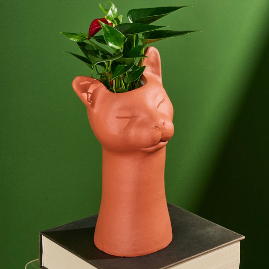 Vaso Felino Alongado Marrom